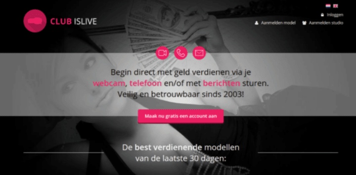 Thuiswerken voor clubislive cams